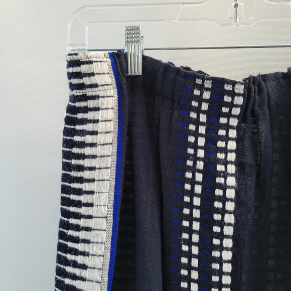 Lemlem Dark Navy Blue White Midi Skirt Size Medium Ethiopian Sustainable Artisan - Picture 5 of 13